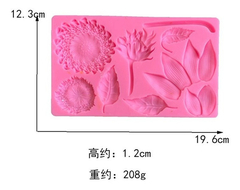 Molde Silicona Girasoles Y Hojas Fondant Xl - comprar online