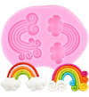 Molde Silicona 2 Arco Iris Y Nubes Fondant Porcelana