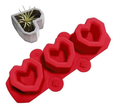 Molde Silicona Mini Maceta X 3 Corazon Vela Cemento Yeso