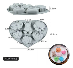 Molde De Silicona Oso Love San Valentin Chocolate Jabon - comprar online