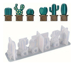 Molde Silicona Cactus Miniatura Imanes Resina