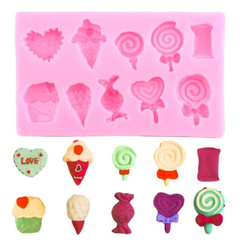 Molde Silicona Dulces Golosinas Helado Fondant Porcelana Color Rosa