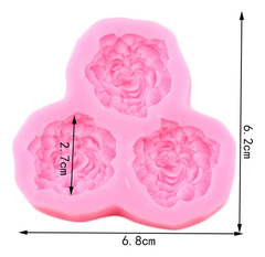 Molde Silicona 3 Peonias Fondant Porcelana Fria - comprar online