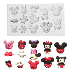 Molde Silicona Mickey & Minnie Fondant Porcelana Fria