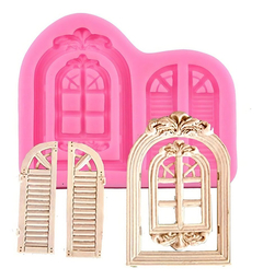 Molde Silicona Ventana Persiana Fondant Porcelana Fria Color Rosa