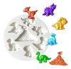 Molde Silicona Dinosaurios Mini Volcan Fondant Porcelana