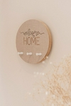 Portallaves de madera circular "WELCOME HOME"