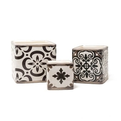 MACETAS CUADRADA AZULEJO SET X3 MARRON - comprar online