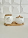 SET LECHERA Y AZUCARERA DE CERAMICA CON BAMBOO