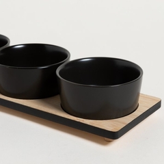 SET X 3 COPETINEROS DE PORCELANA BASE BAMBOO NEGRO en internet