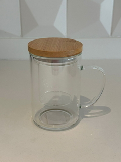 TAZA-JARRO DOBLE VIDRIO CON TAPA BAMBOO