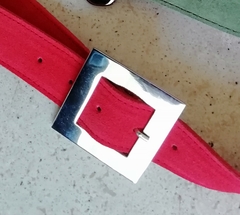 AGUSTINA - cinturón en gamuza hebilla cuadrada niquel - 3,5cm
