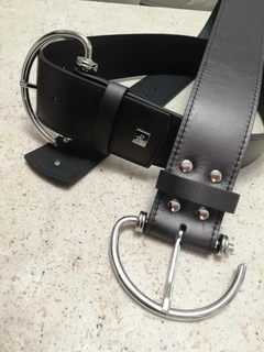 BERMEO - Cinturón con importante hebilla niquel - 5,5cm - comprar online