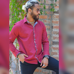 Camisa Combinada Slim fit Vino tinto - tienda online