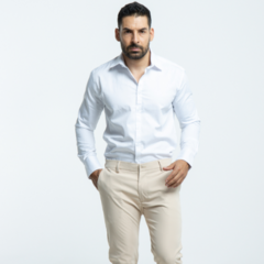 Camisa Blanca Slim Fit para un Look Elegante - MODA AZUL CIELO