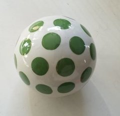 Esfera de cerámica estampada, lunares blanca y verde 10 cm - comprar online