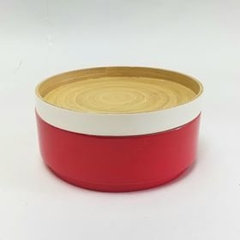 Caja circular bamboo roja