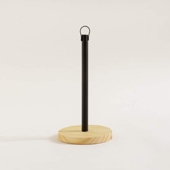 Porta rollo cocina negro con madera