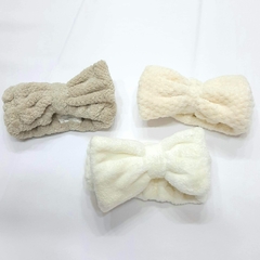 Vincha de maquillaje peluche gris, natural, salmón - comprar online