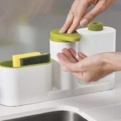 Dispenser detergente con guardado de esponja