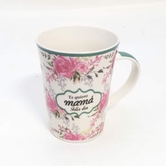 Taza estampada floral: té quiero mamá feliz día