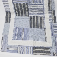 Colcha twin patchwork celeste y azul reversible con funda - comprar online