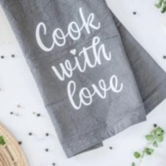 Repasador con frases: cook with love