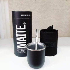 set de mate de aluminio negro con bombilla y yerbera