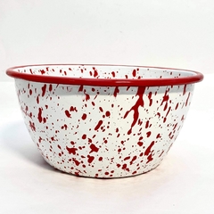 Bowl enlozado blanco con rojo  22 cm diámetro