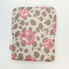 Funda con cierre para tablet, chuick animal print y signo de la paz