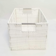 Canastos blanco plástico con manija en acero 42 x 28 x 20 cm