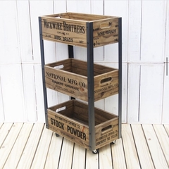 Cajonera x 3 de madera con ruedas industrial