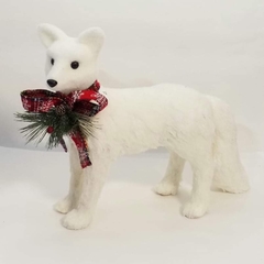 Lobo navideño blanco 45 cm de alto