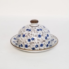 Mantequera ceramica estampada azul - comprar online