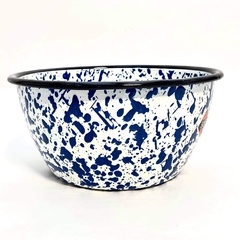 Bowl enlozado blanco con azul  22 cm diámetro