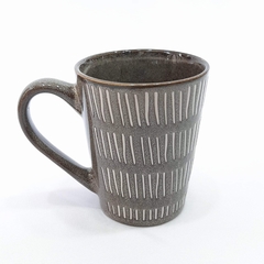 Taza cerámica gris lineas conica