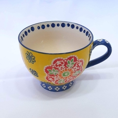 Taza estampada floral cerámica amarilla - comprar online