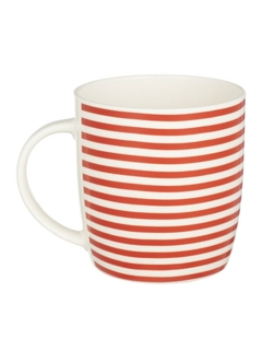 Taza cerámica roja con rayas horizontal