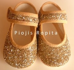 zapatitos guillermina en gliter dorado para bautismo fiesta casamiento - comprar online
