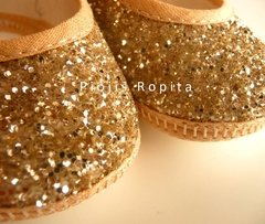 zapatitos guillermina en gliter dorado para bautismo fiesta casamiento - tienda online