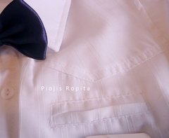 Conjunto set cortejo casamiento camisa blanca bermuda tiradores y moño azul marino - tienda online