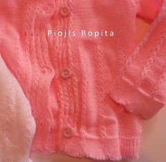 Saquito tejido de hilo rosa fiesta bautismo cortejo - Piojis Ropita Importada