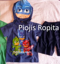 Set conjunto de catboy pjmask remera disfraz y short bermuda