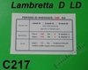 Calcomanía Instrucciones De Rodado Lambretta Ld