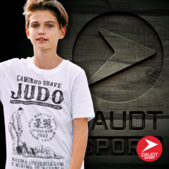 Camisa Judo Caminho Suave branca texto em Preto