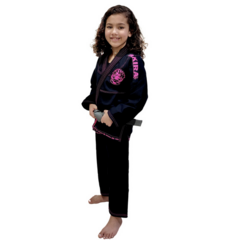 KIMONO AKIRA INFANTIL FEMININO PRETO TRANÇADO - JIUJITSU - DaudtSport