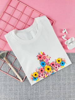 T-shirt ribana canelada Cruz de flores - comprar online