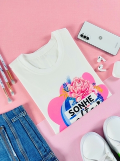 T-shirt ribana canelada Sonhe alto menina - comprar online