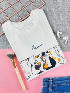 T-shirt ribana canelada Meow
