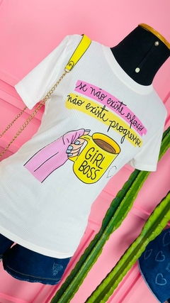 T-shirt Ribana Canelada Se não existe esforço, não existe progresso (Girl boss) - Fabi T-shirts